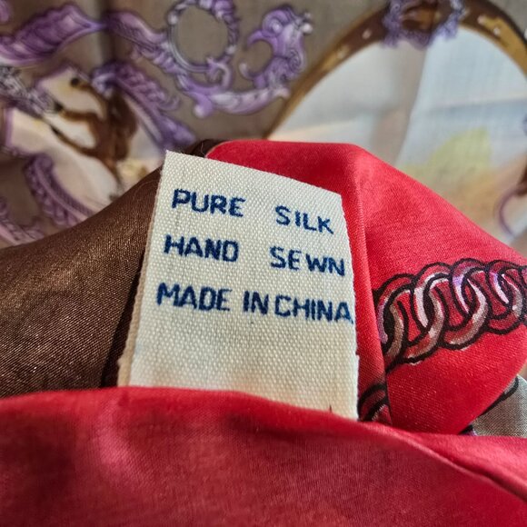 Vintage Silk Scarf with Equestrian Theme - Picture 6 of 8